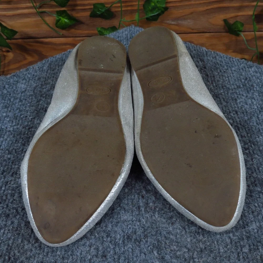 Stevie's Silver Heart Flats‎ Girls Size 4 Dress Casual Glitter Ballet Shoes
